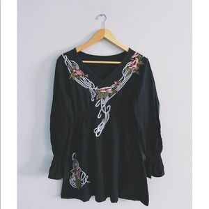 Embroidered Dark Floral Tunic